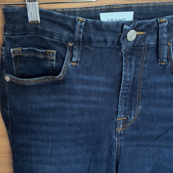 FRAME Le Mini Boot dark wash jeans size 28 blue bootcut stretch fitting pockets - Picture 2 of 7